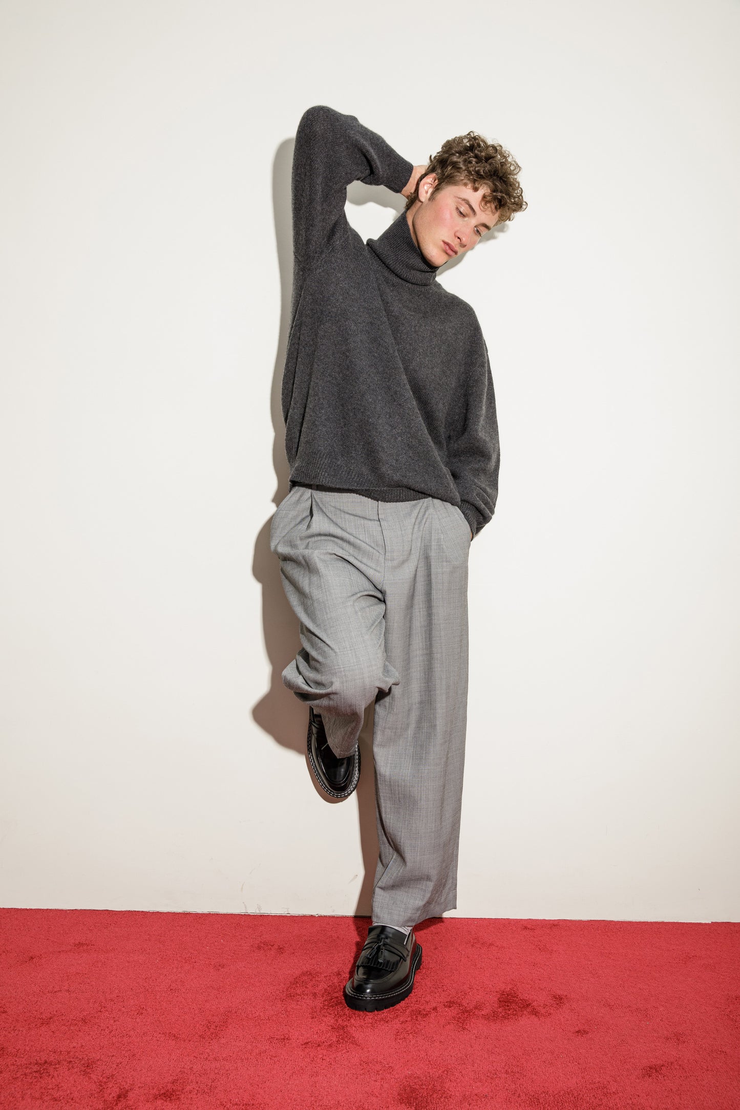 Hamilton Cashmere Roll Neck Jumper - Charcoal