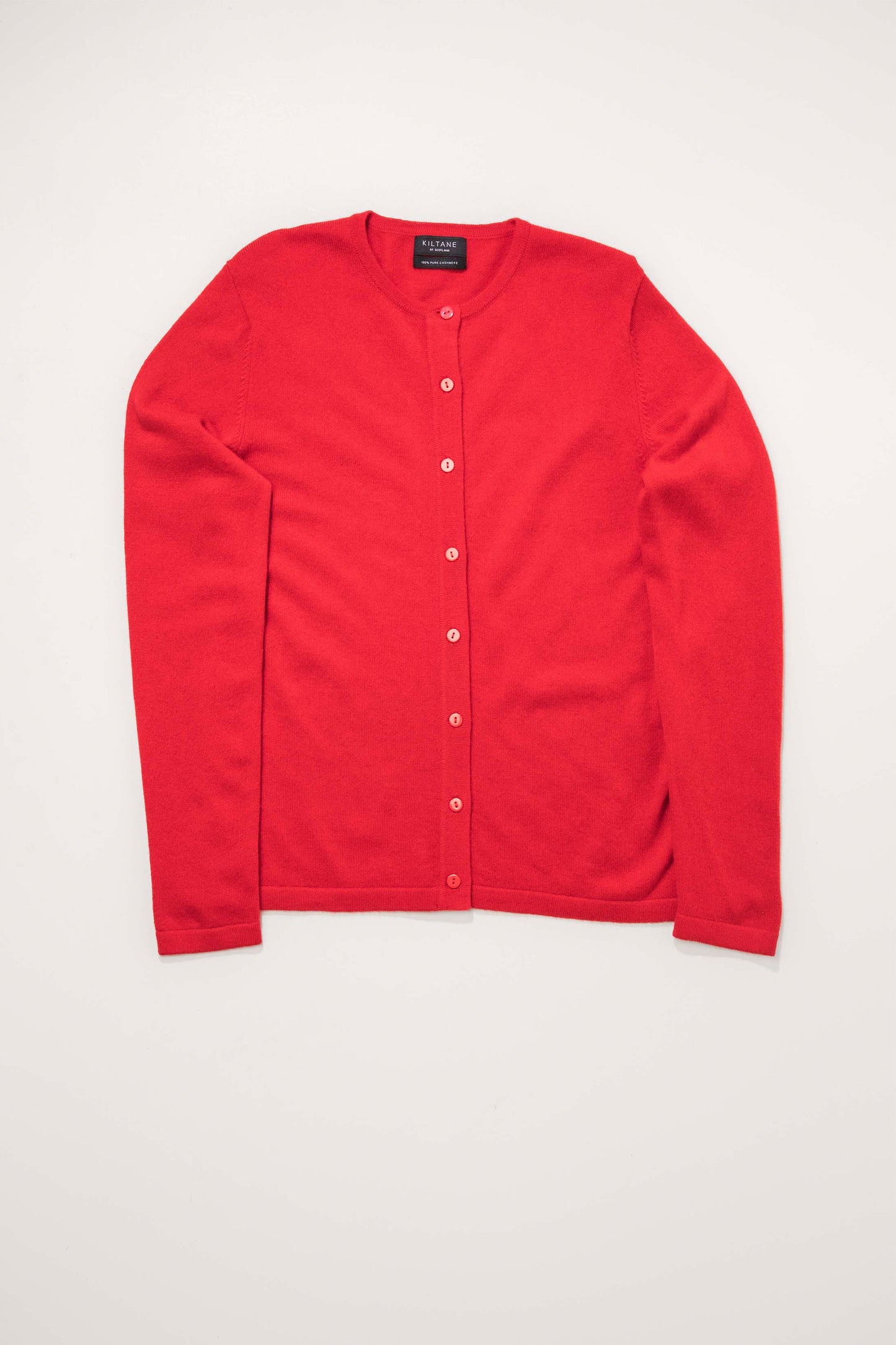 Women's Cashmere High Button Cardigan - Red