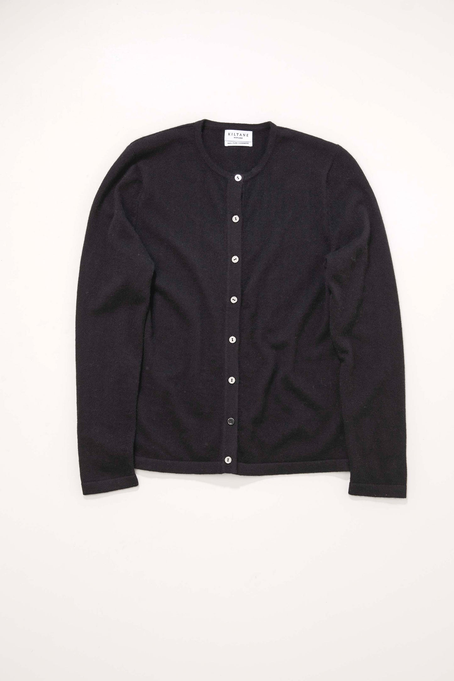 Women's Cashmere High Button Cardigan - Black