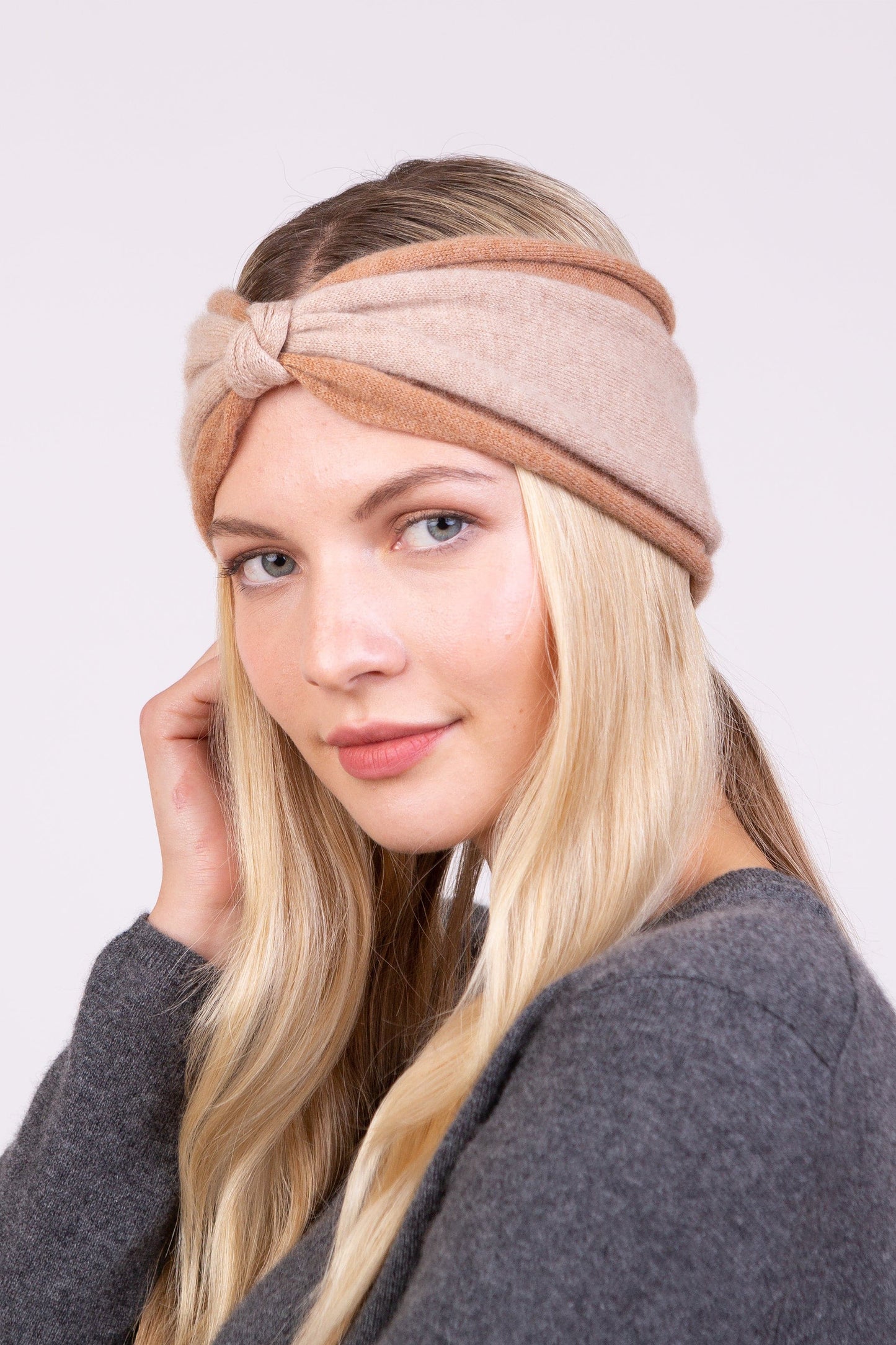 Cashmere Colour Block Headband - Sand