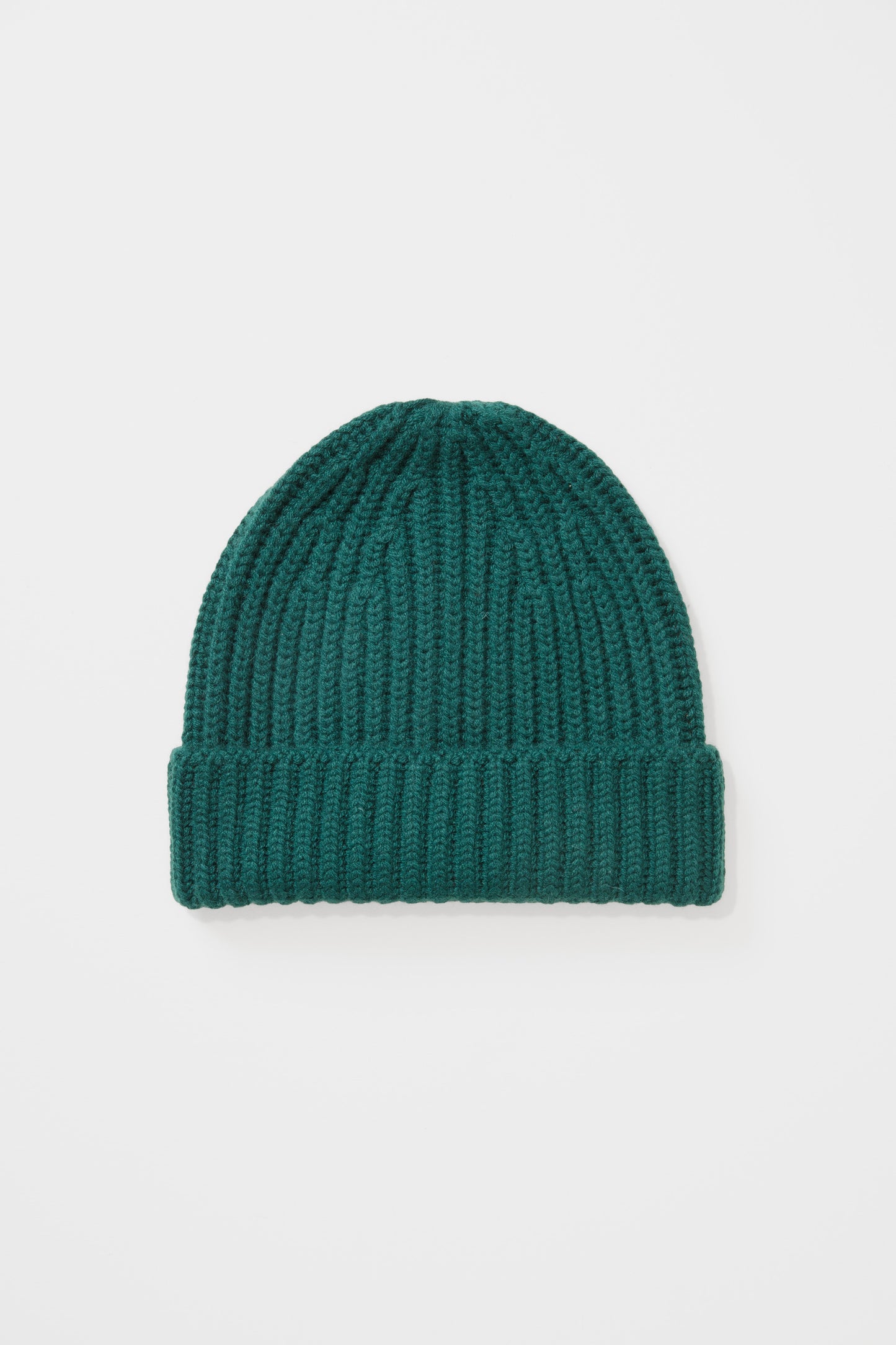 Fisherman Ribbed Cashmere Beanie - Forest Green