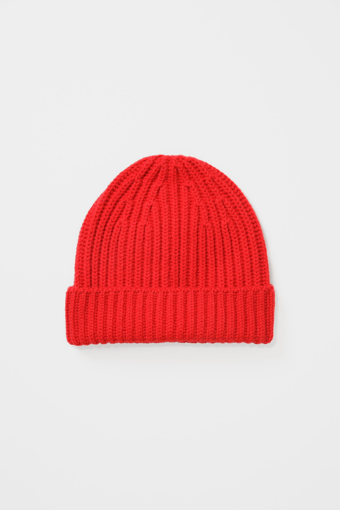 Fisherman Ribbed Cashmere Beanie - Red