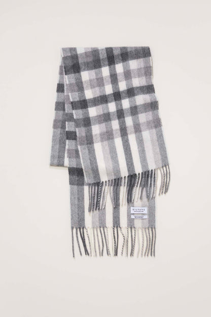 Made In Scotland Cashmere Scarf - Monochrome Stepping Check