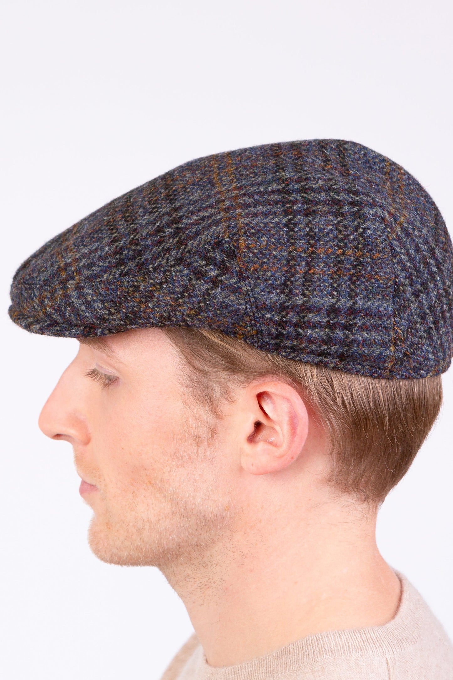 Harris Tweed Stornoway Cap - Blue Country Check