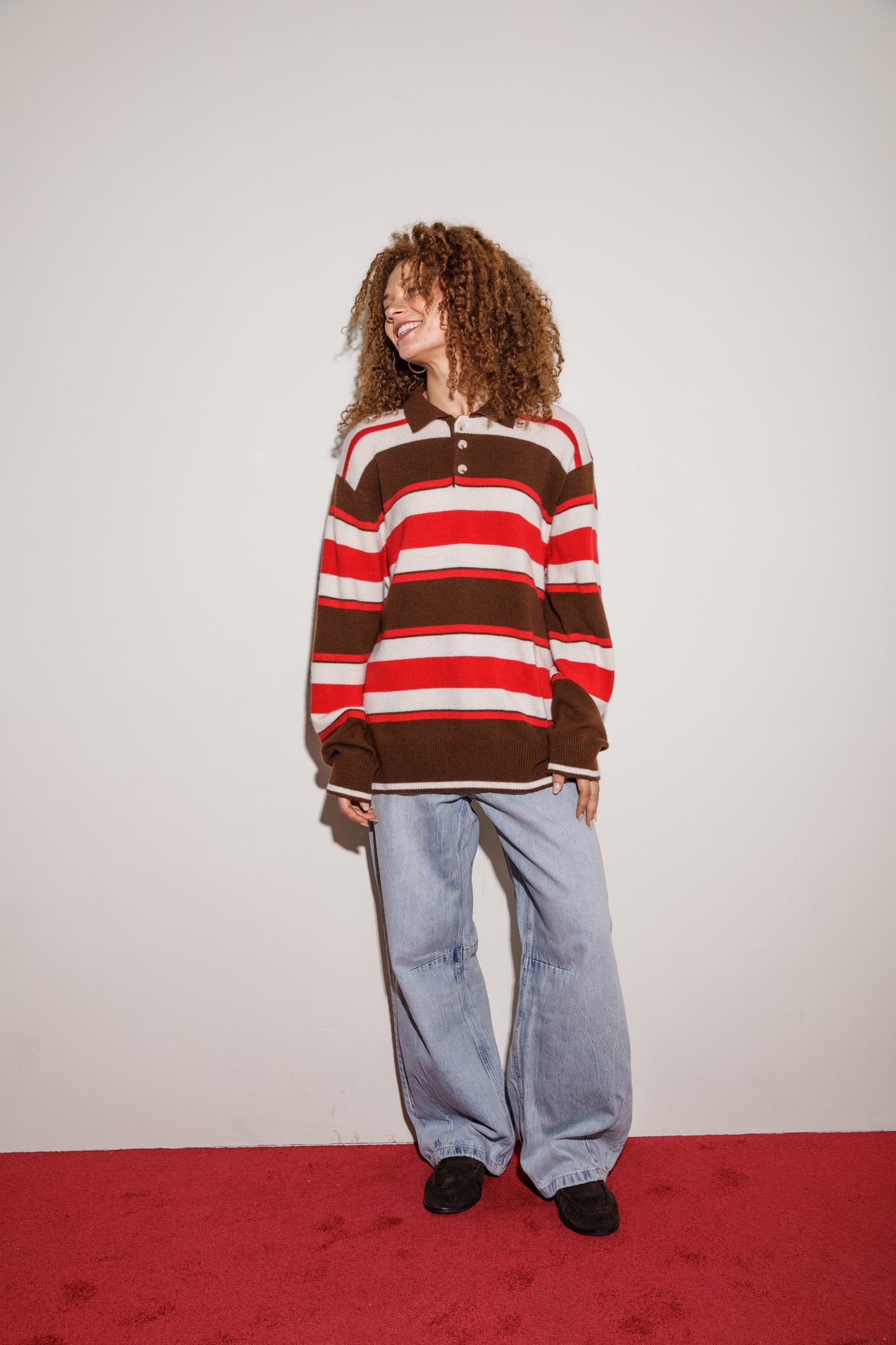 Unisex Stripe Cashmere Polo Shirt - Coco