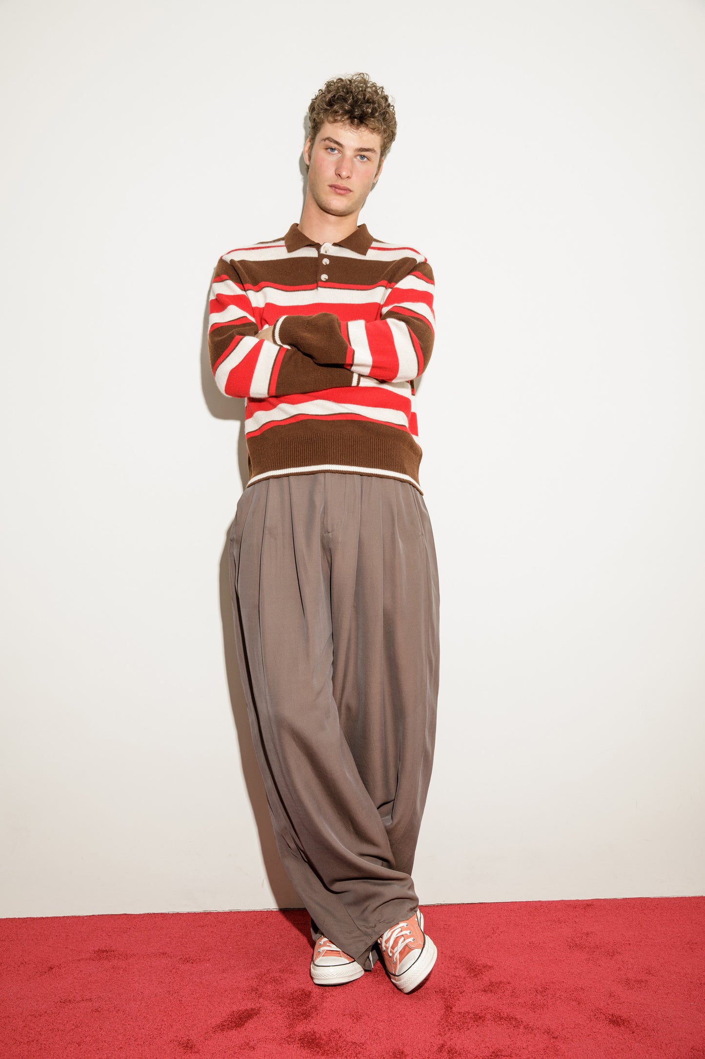 Unisex Stripe Cashmere Polo Shirt - Coco