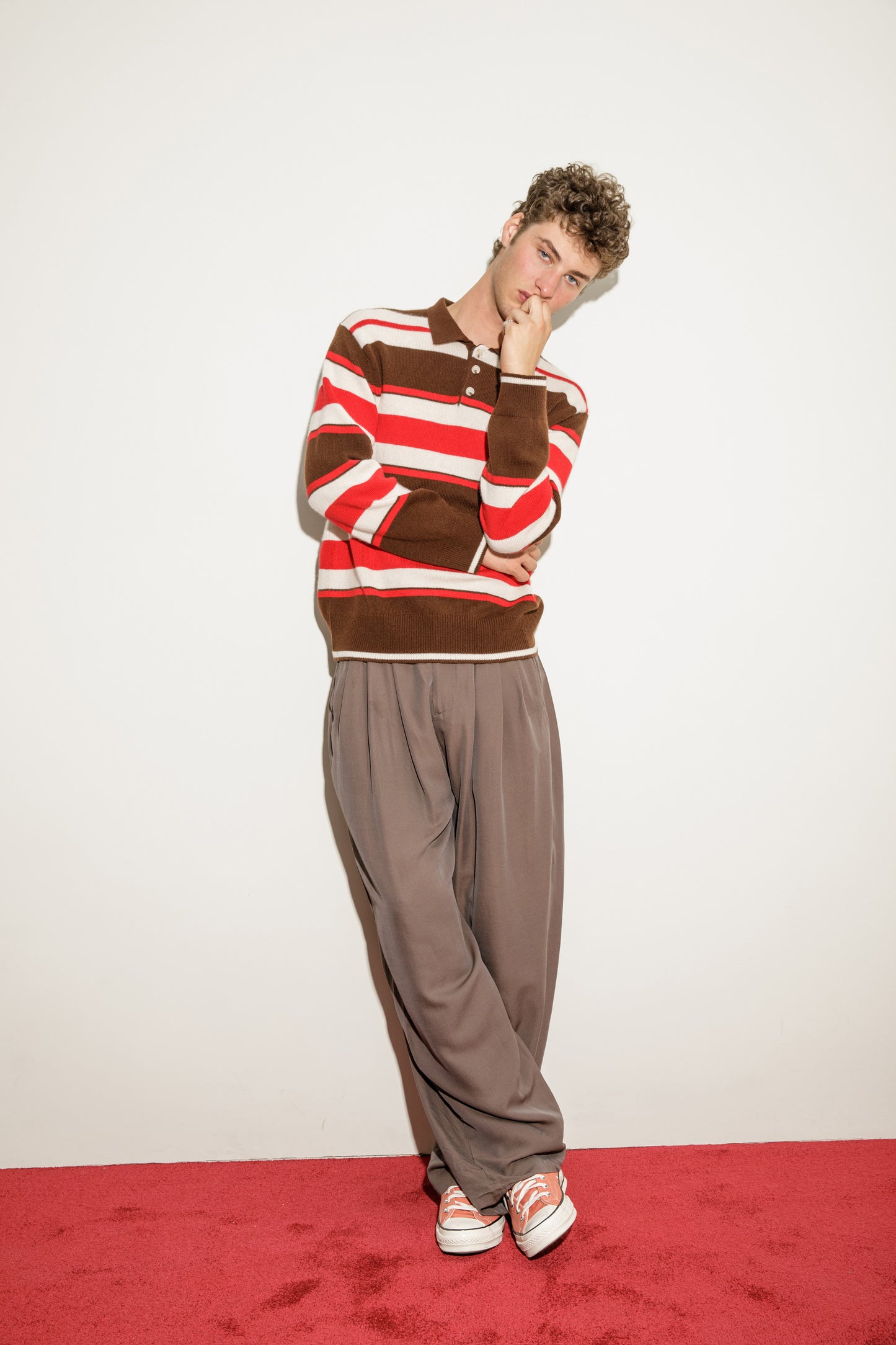 Unisex Stripe Cashmere Polo Shirt - Coco