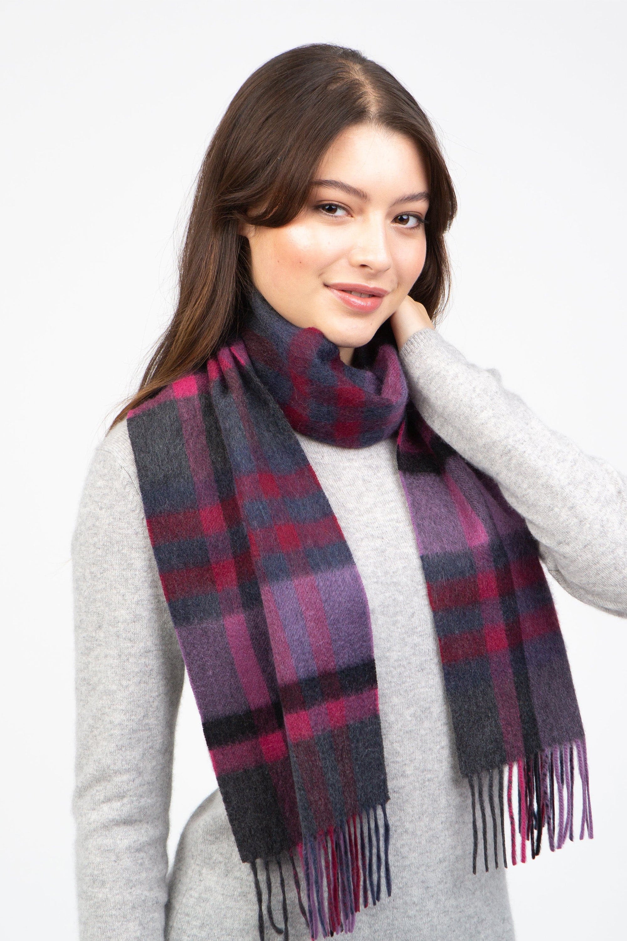 Tartan Lambswool Scarf Deep Purple – Kiltane - Main Image