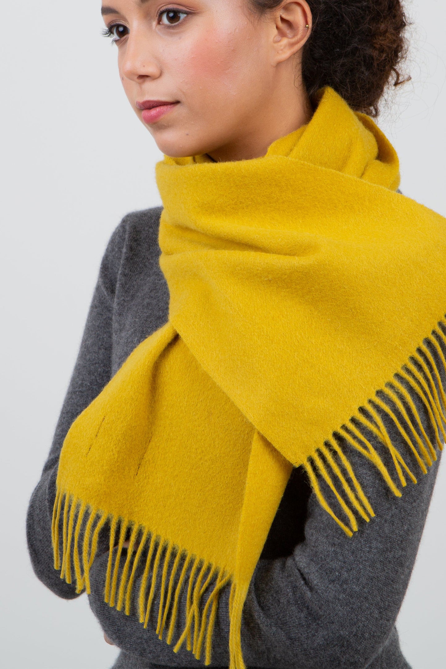 Solid Lambswool Scarf - Sulphur Green