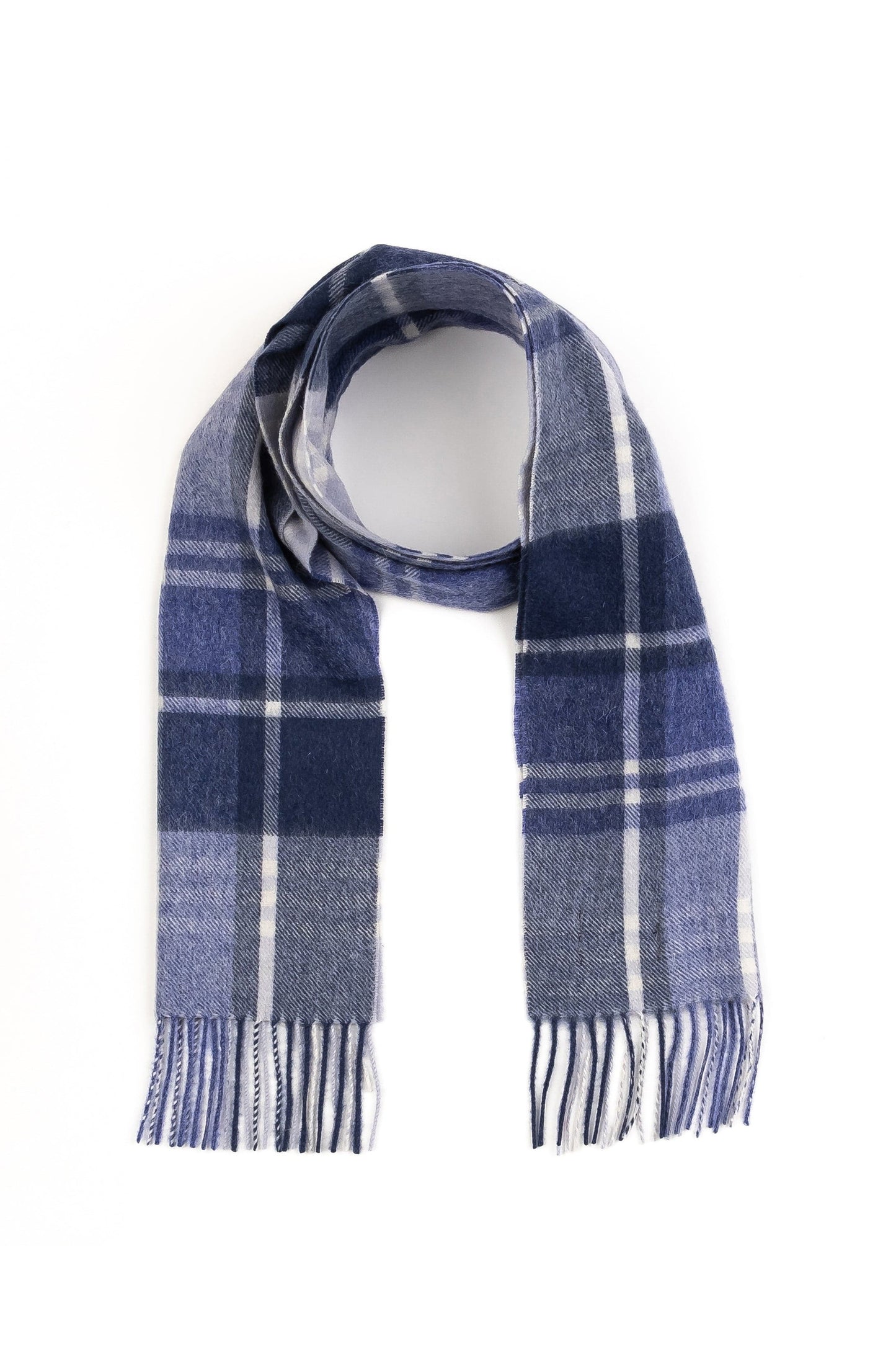 Square Check Lambswool Scarf - Blue Jk
