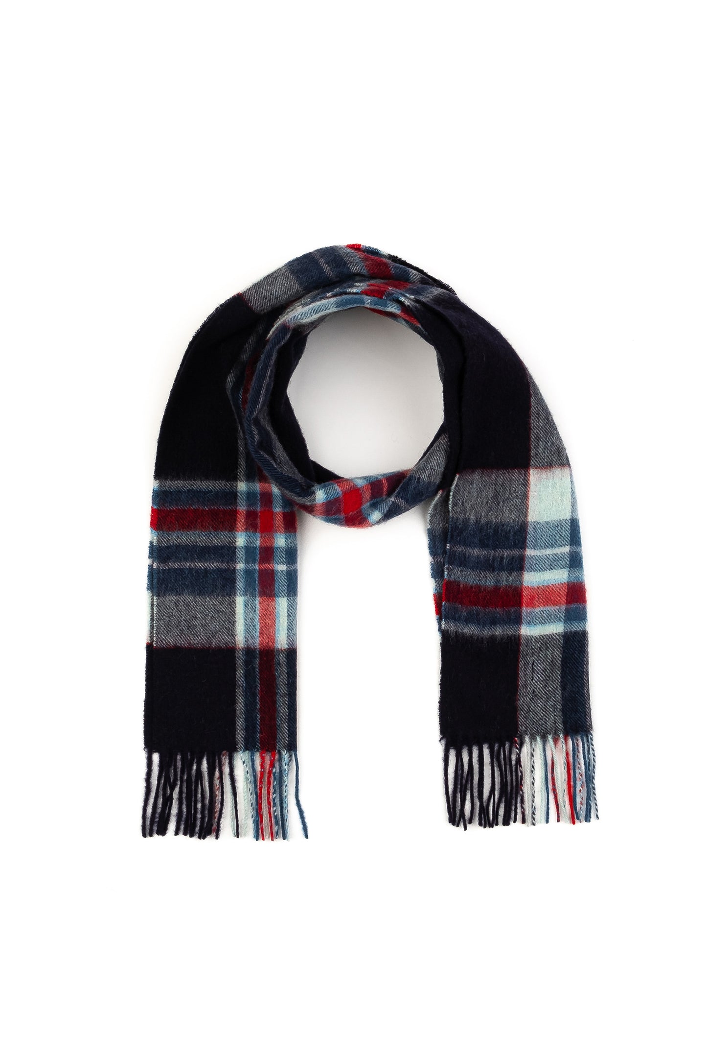 Square Check Lambswool Scarf - Blue Centre