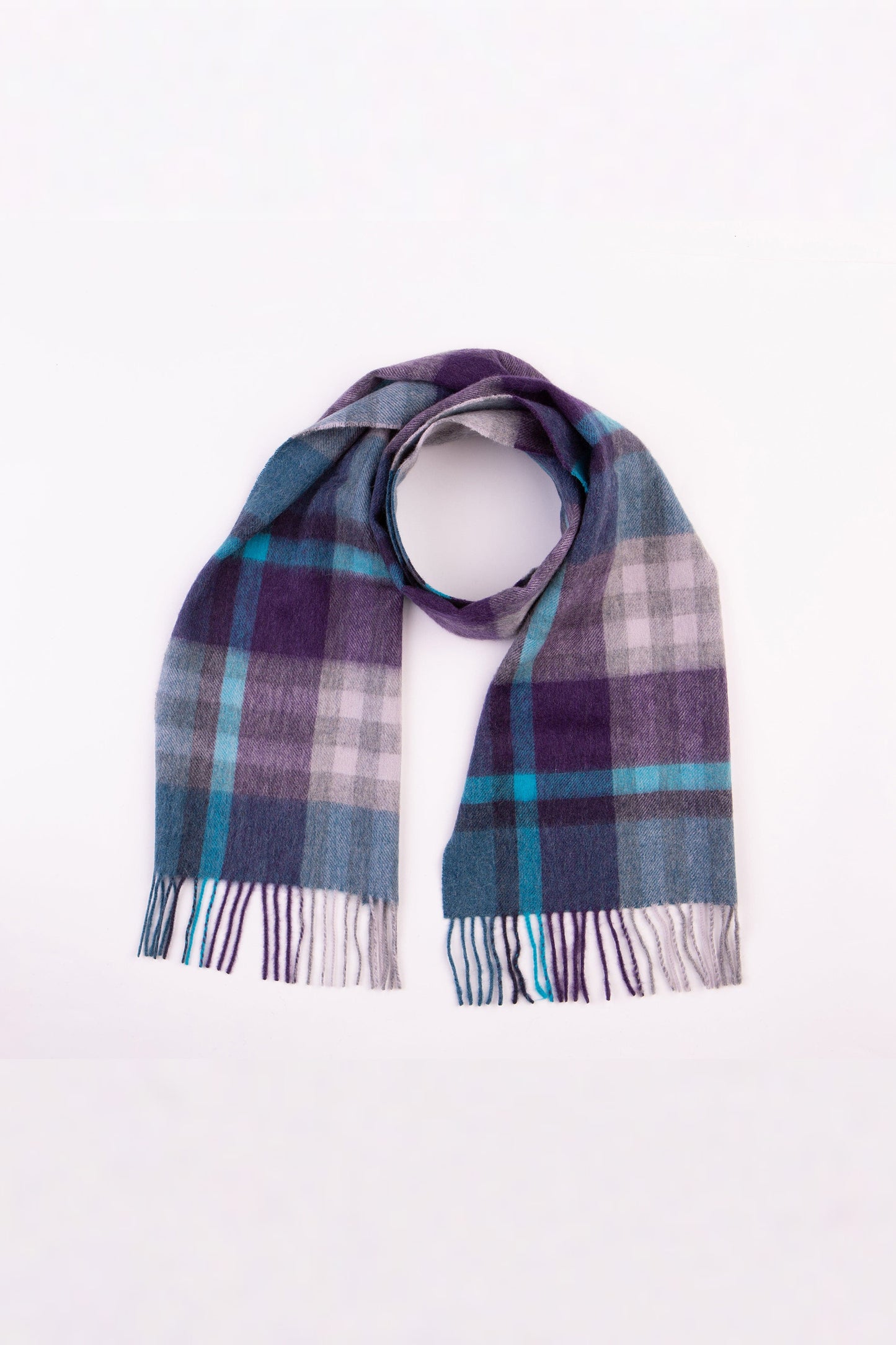Tartan 2 Lambswool Scarf - Blue