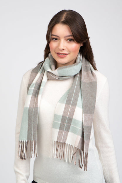 Lambswool Scarf - Seafoam Check