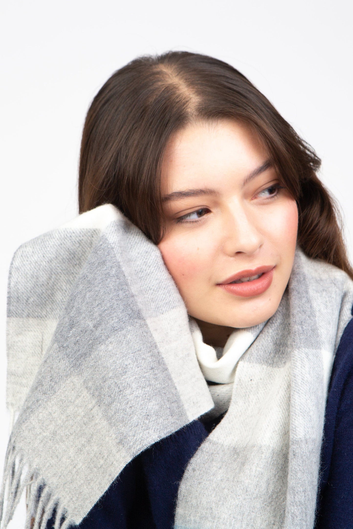 3 Square Check Lambswool Scarf - Sea Breeze