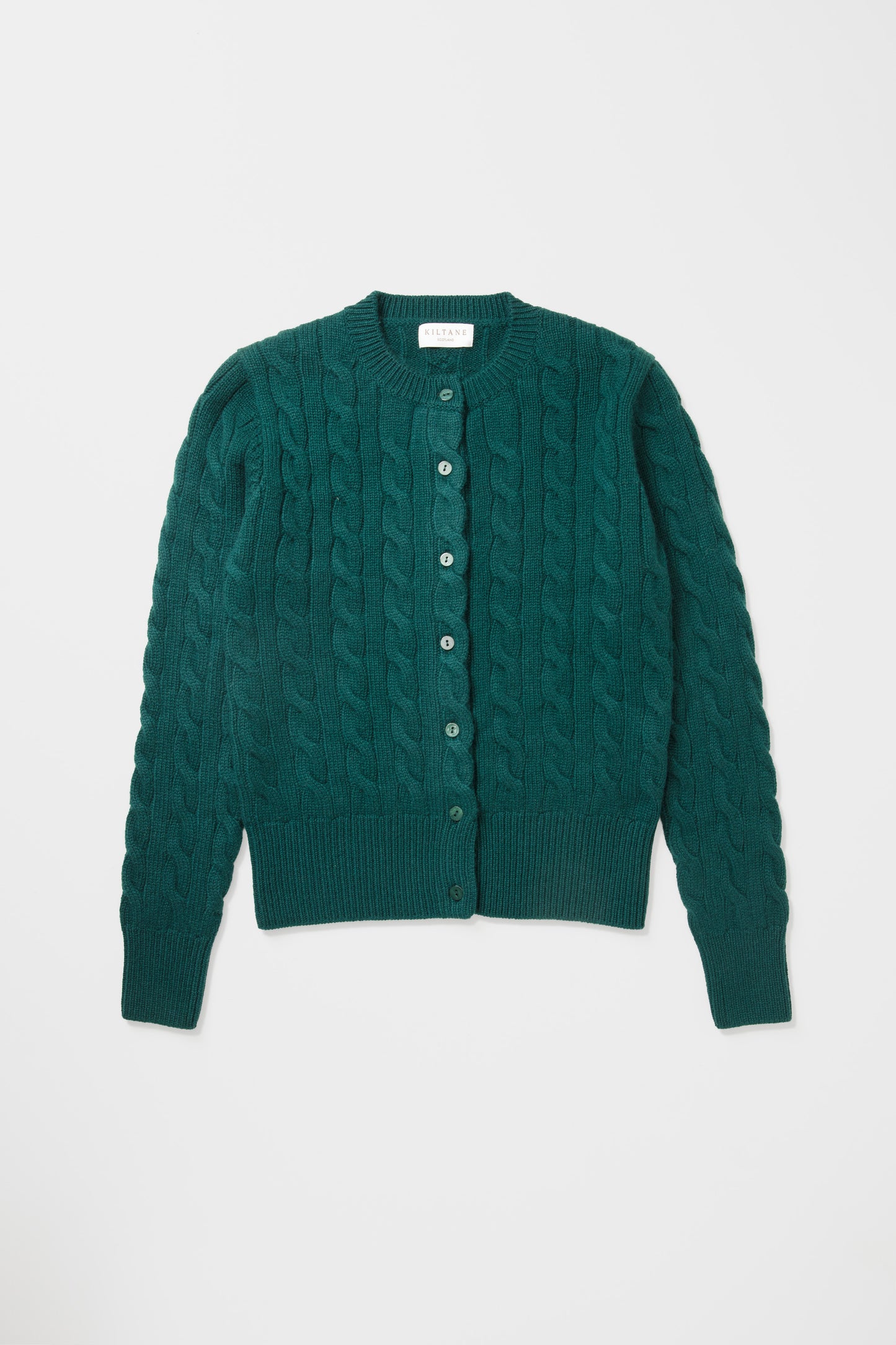 Calton Cable Cashmere Cardigan - Forest Green