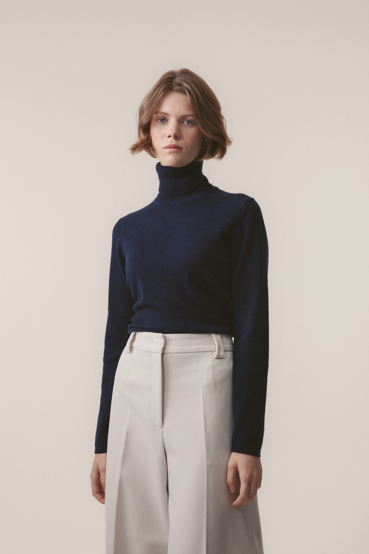 Women's Cashmere Polo Neck Jumper - Cosmos
