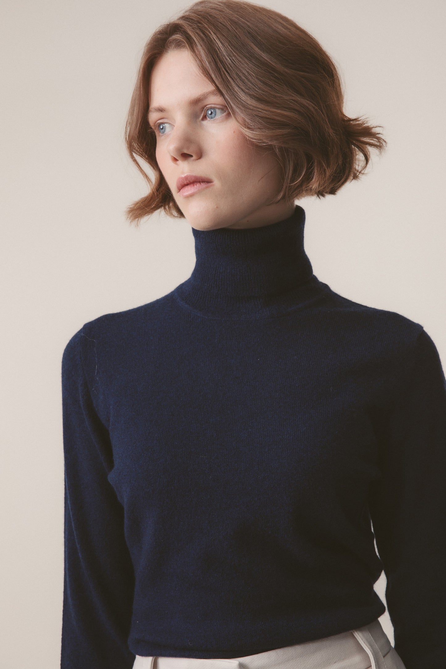 Women's Cashmere Polo Neck Jumper - Cosmos