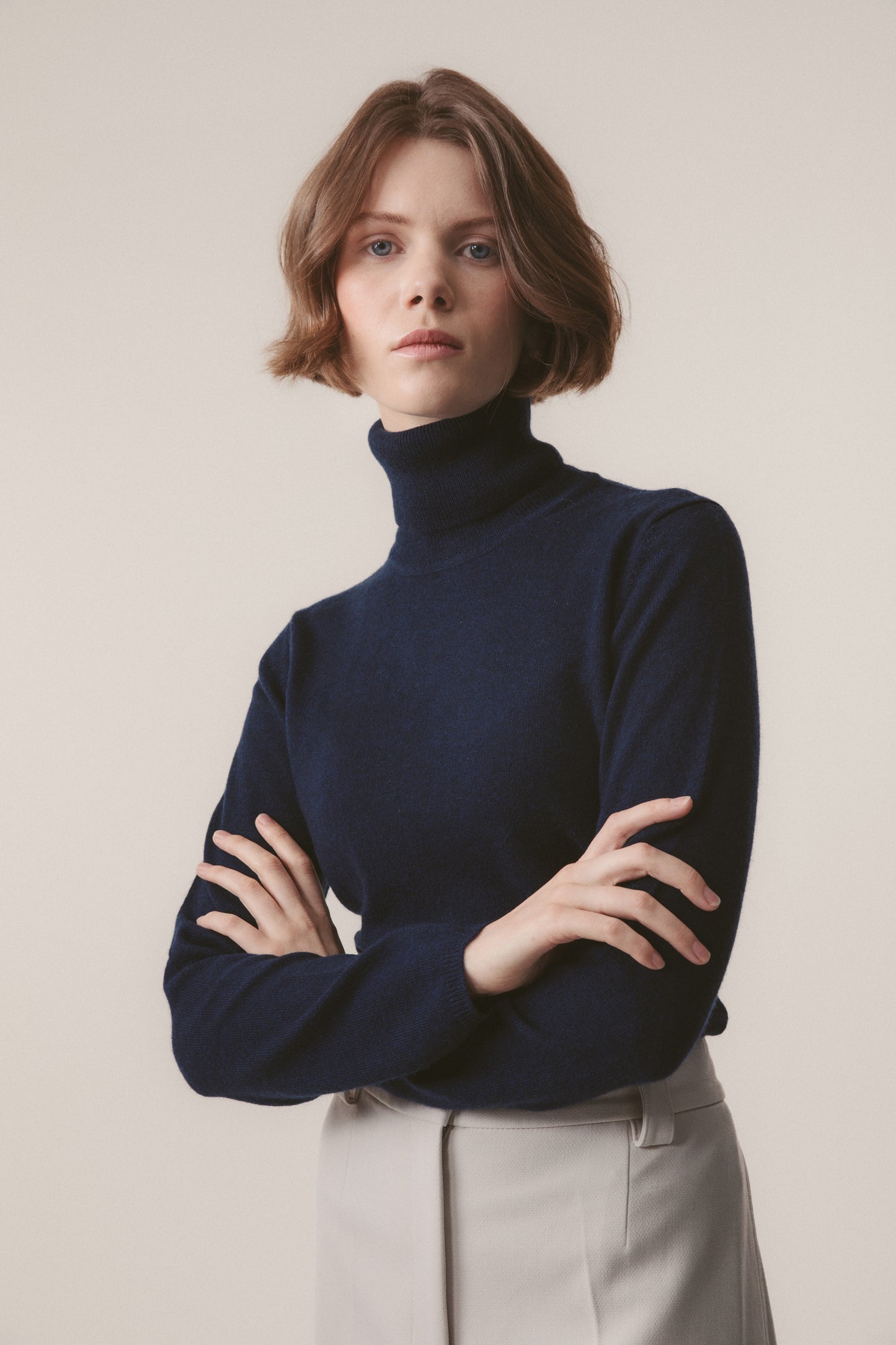 Women's Cashmere Polo Neck Jumper - Cosmos