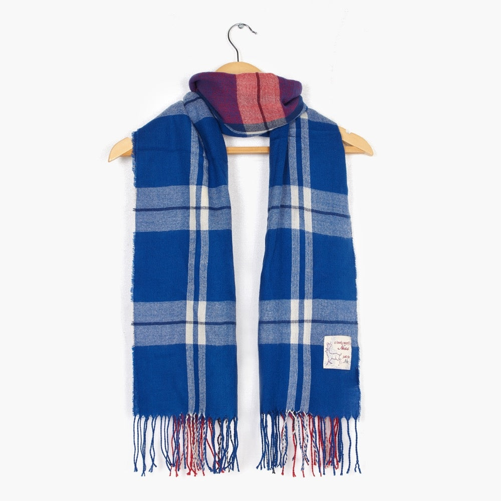 Wilfred Acrylic Check Scarf - Navy