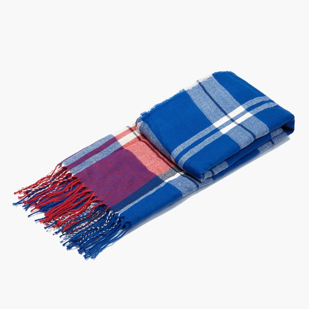Wilfred Acrylic Check Scarf - Navy