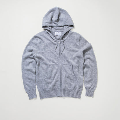 Unisex Cashmere Zip Hoodie - Light Grey