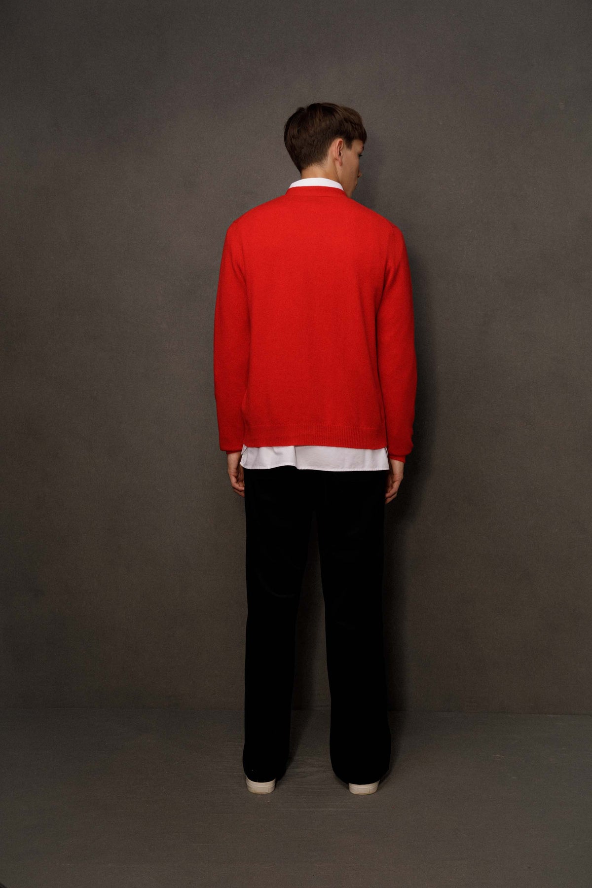 Men’s Cashmere V Neck Cardigan - Red