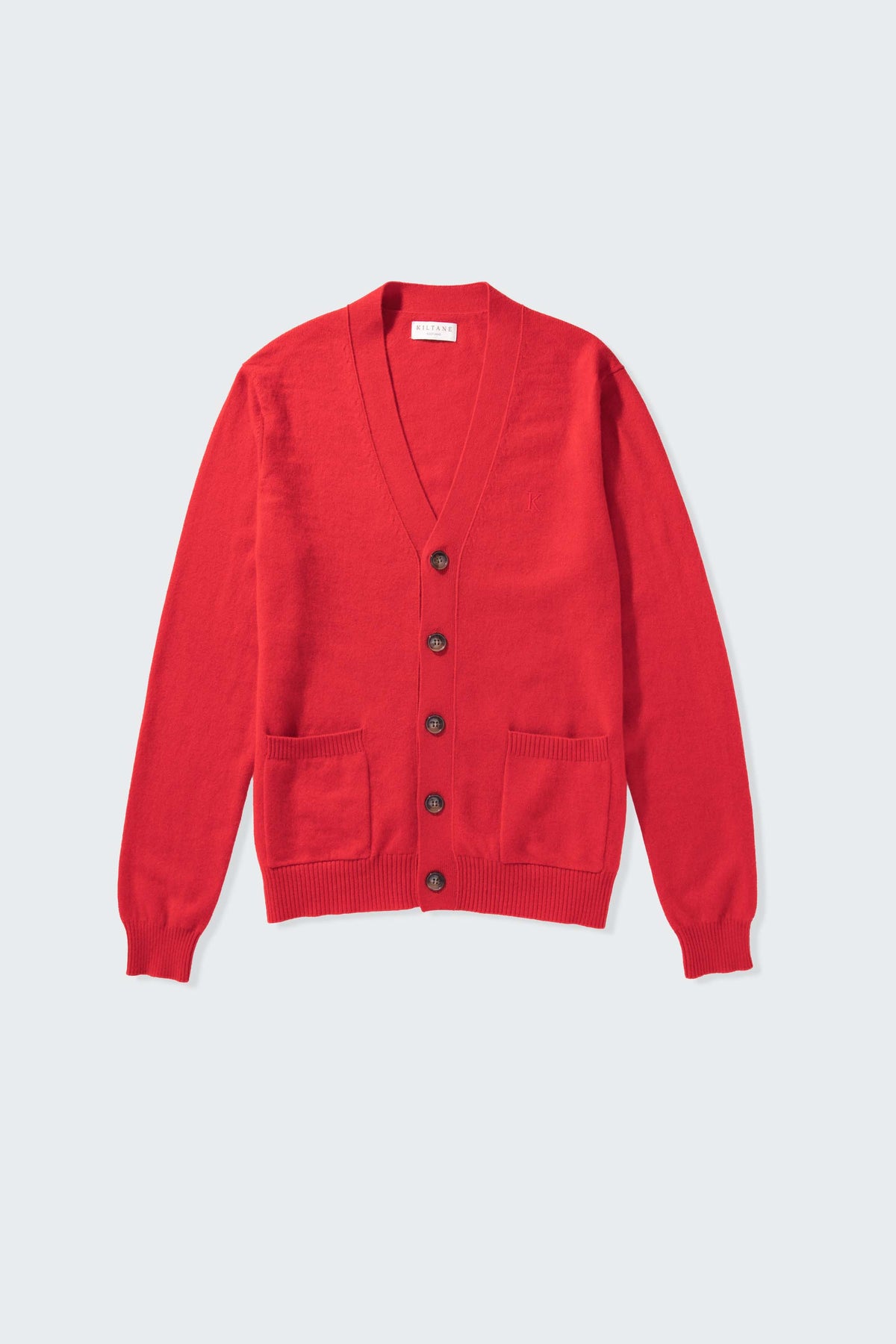 Men’s Cashmere V Neck Cardigan - Red