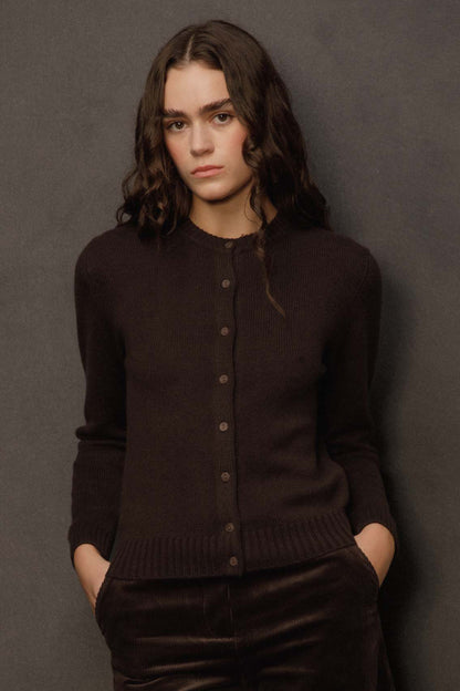 Women’s New Town Cashmere Long Sleeve Cardigan - Peat Brown