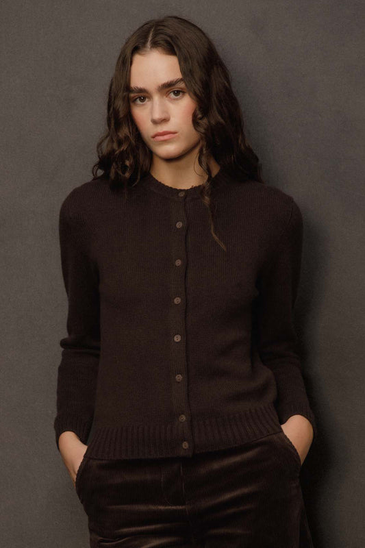 Women’s New Town Cashmere Long Sleeve Cardigan - Peat Brown