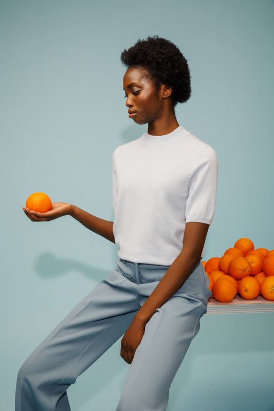 Trinity Cashmere T-shirt - Blue Aura