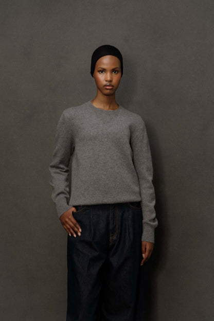 Women’s Heavyweight Cashmere Crew Neck Jumper - Derby Grey