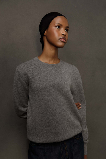 Women’s Heavyweight Cashmere Crew Neck Jumper - Derby Grey