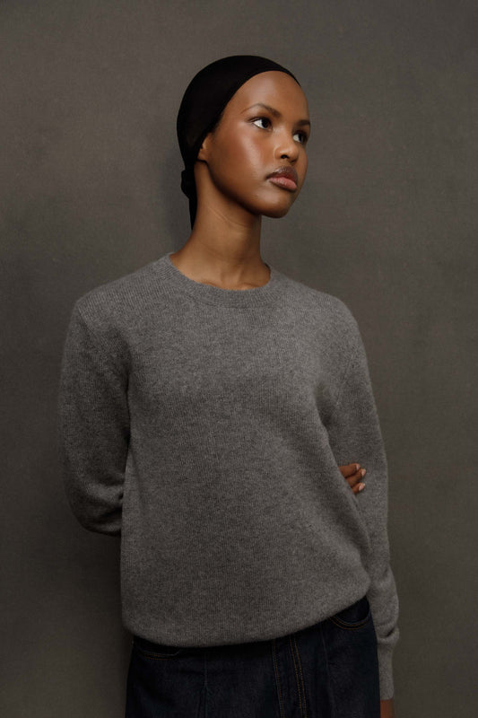 Women’s Heavyweight Cashmere Crew Neck Jumper - Derby Grey