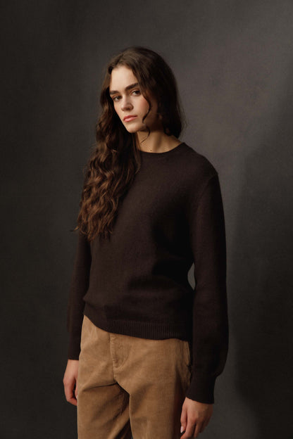 Women’s Heavyweight Cashmere Crew Neck Jumper - Peat Brown