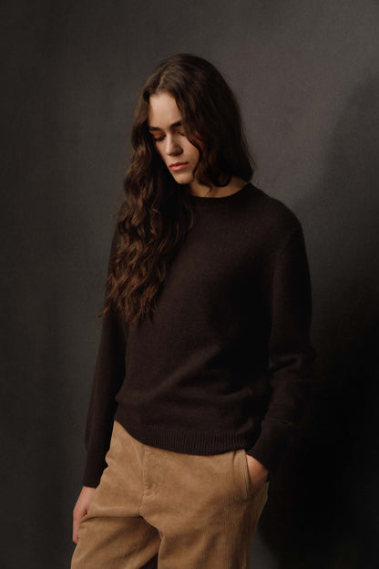 Women’s Heavyweight Cashmere Crew Neck Jumper - Peat Brown