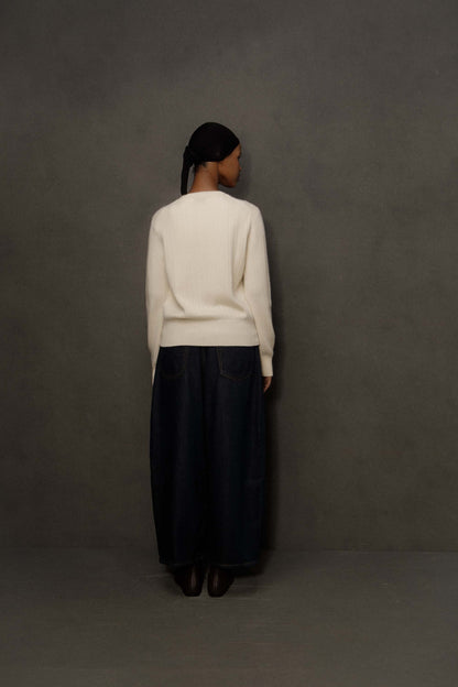 Women’s Heavyweight Cashmere High Button Cardigan - Cream
