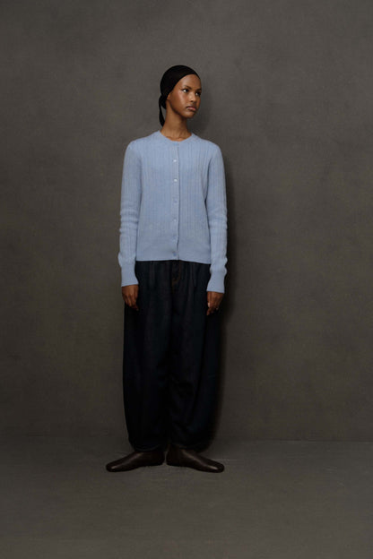 Women’s Heavyweight Cashmere High Button Cardigan - Glacier