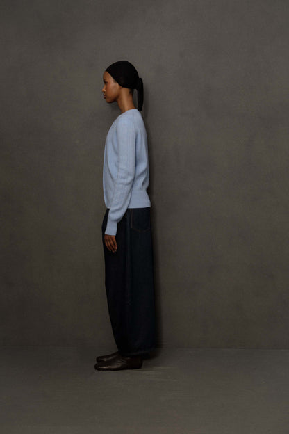 Women’s Heavyweight Cashmere High Button Cardigan - Glacier
