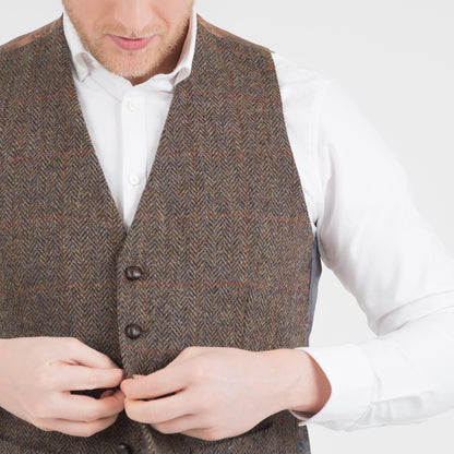 Harris Tweed Iain Waistcoat - Brown Check