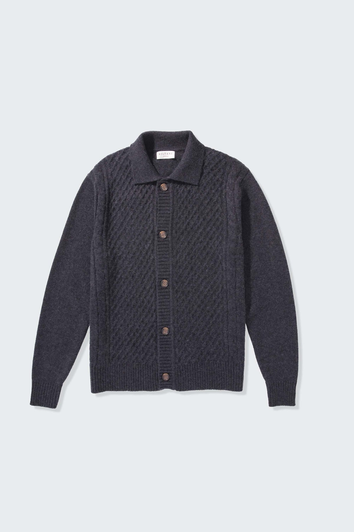 Men’s Aran Cashmere Cardigan - Charcoal