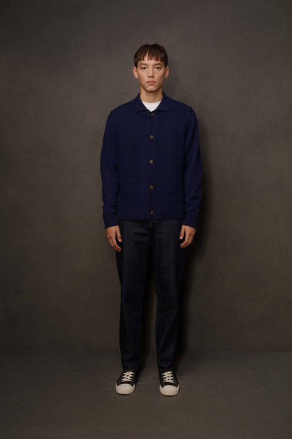 Men’s Aran Cashmere Cardigan - Cosmos