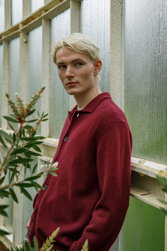 Unisex Baseball Cashmere Jacket - Burgundy