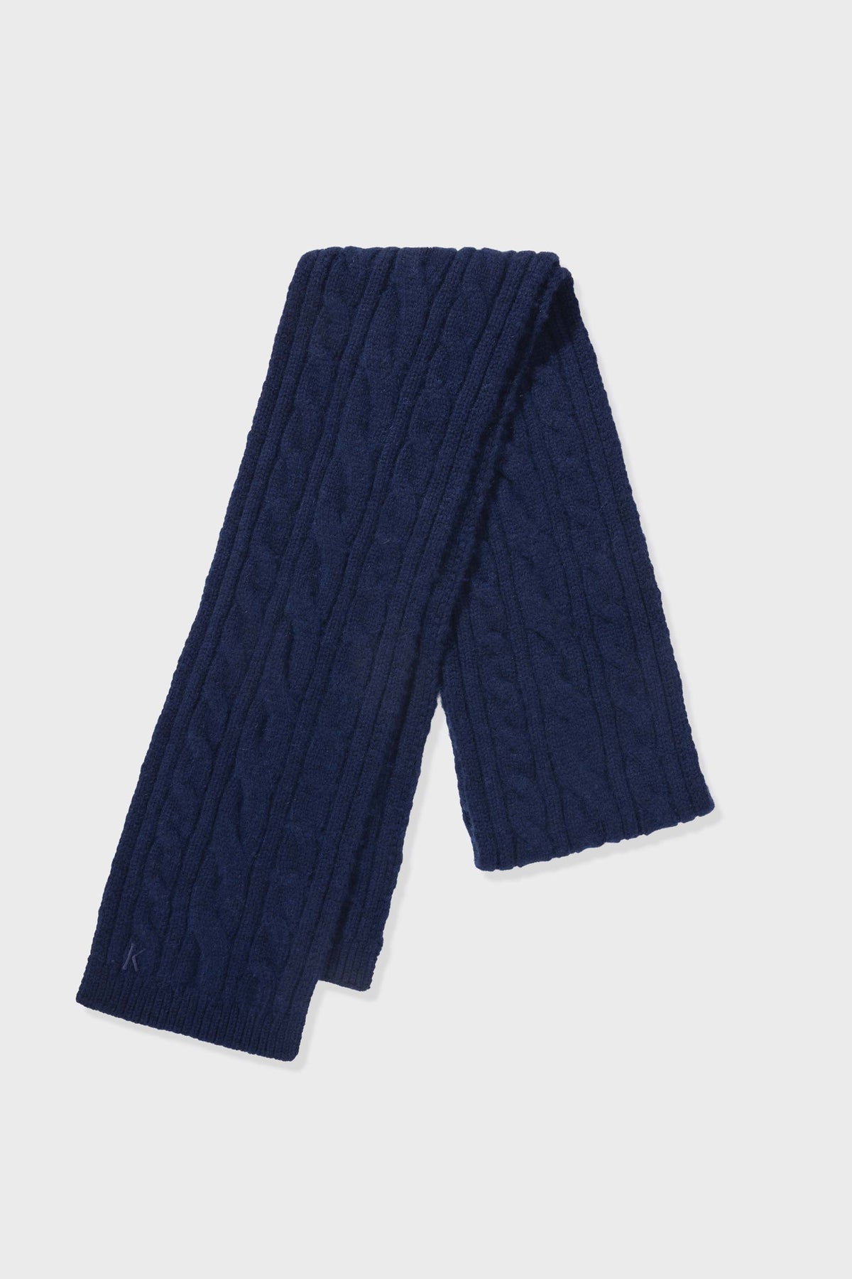 Cable Skinny Cashmere Scarf - Cosmos