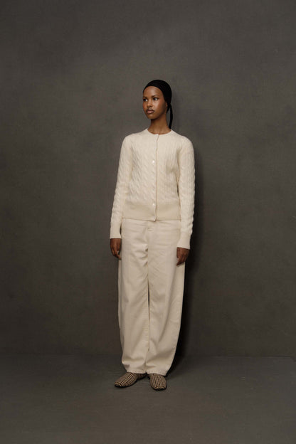 Women’s Calton Cashmere Cable Cardigan - Cream