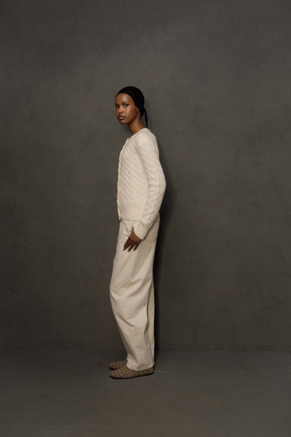Women’s Calton Cashmere Cable Cardigan - Cream