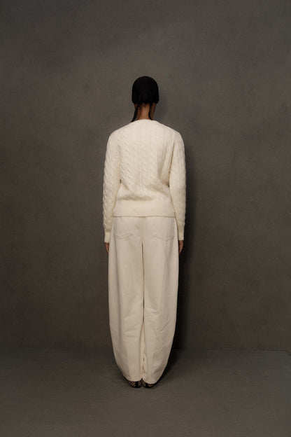 Women’s Calton Cashmere Cable Cardigan - Cream