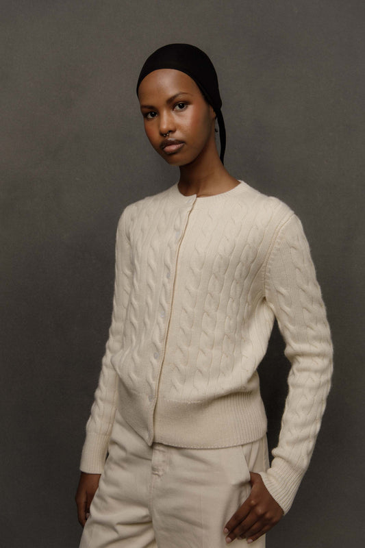 Women’s Calton Cashmere Cable Cardigan - Cream