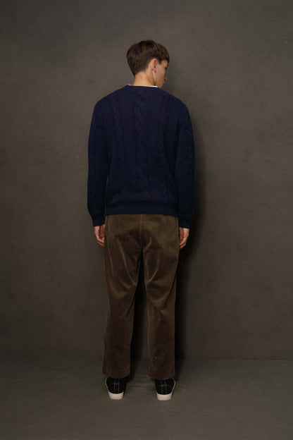 Men’s Canongate Cable Cashmere Jumper - Navy