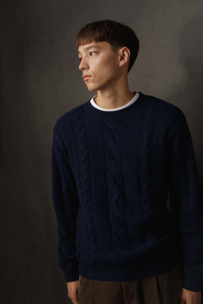 Men’s Canongate Cable Cashmere Jumper - Navy