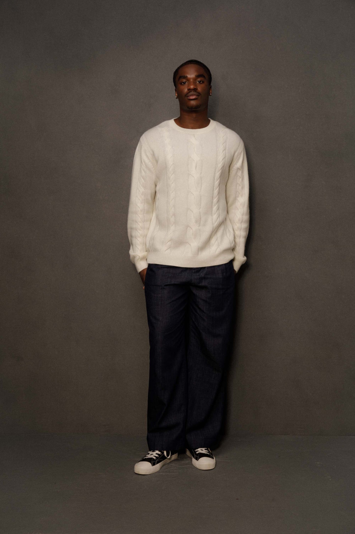 Men's Canongate Cashmere Cable Jumper - Off White